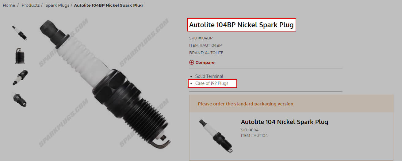 Autolite 104BP bullet point specs