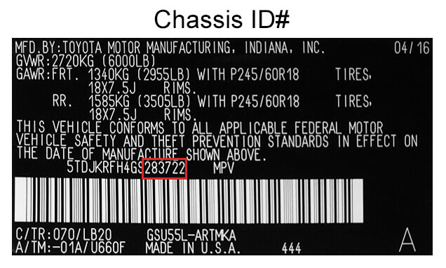 Chassis ID on Emissions System Label